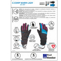CAMP G COMP WARM LADY GUANTI INVERNALI DONNA DA SCIALPINISMO/SPORT INVERNALI CON SOVRAGUANTO TERMICO A MOFFOLA ISOLANTE E ANTIVENTO - COLORE: NERO/AZZURRO//FUCSIA
