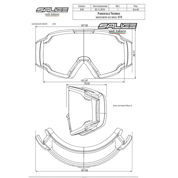 SALICE MASCHERA DA SCI 618ITA RWX CAT. S1-S3 WINTER CON LENTE SPECCHIATA ZEISS - COLORE: BIANCO/ITALIA