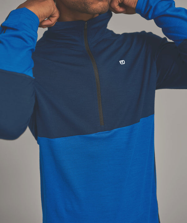ORTOVOX 185 ROCK'N'WOOL ZIP NECK UOMO MAGLIA INTIMA 100% LANA MERINO CON ZIP