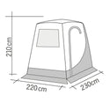 REIMO TRAPEZ PREMIUM TENDA POSTERIORE 220x230x210cm