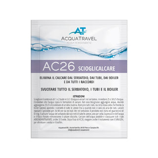 ACQUATRAVEL AC26 SCIOGLICALCARE PER CAMPER E BARCHE - ELIMINA CALCARE DA SERBATOIO,TUBI,BOILER E TUTTI I RACCORDI