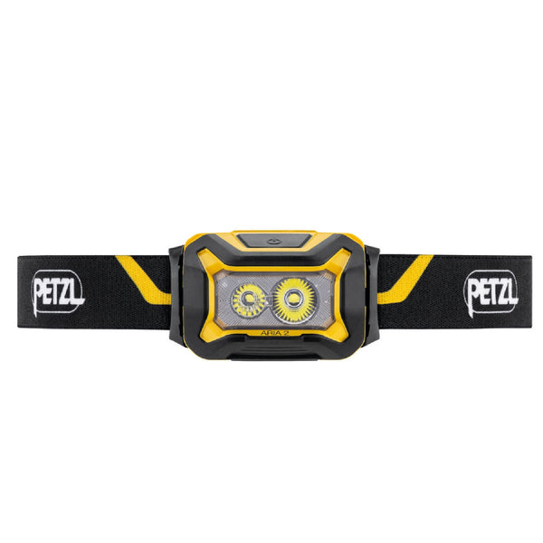 PETZL ARIA 2 Lampada frontale 450 lumen compatta, robusta e impermeabile - Black/Yellow