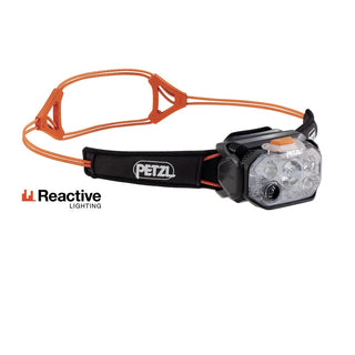 PETZL SWIFT® RL Lampada frontale ultrapotente e ricaricabile, con fascia elastica ultrasottile, dotata della tecnologia REACTIVE LIGHTING. 1200 lumen