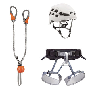 PETZL KIT VIA FERRATA EASHOOK CORDINO SCORPIO EASHOOK, IMBRACATURA CORAX E CASCO BOREO - NUOVO MODELLO