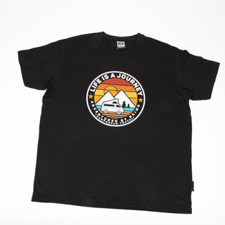 REIMO T-SHIRT UNISEX REALIZZATA IN COTONE BIOLOGICO E POLIESTERE - FANTASIA: LIFE IS A JOURNEY