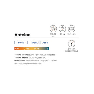 FERRINO ANTELAO SACCO A PELO IN POLIESTERE +11/+6 DISPONIBILE IN VERSIONE SX E DX