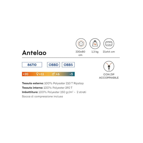 FERRINO ANTELAO SACCO A PELO IN POLIESTERE +11/+6 DISPONIBILE IN VERSIONE SX E DX