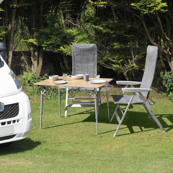 BRUNNER CAMPERKING TAVOLO PIEGHEVOLE DA CAMPEGGIO CON STRUTTURA IN METALLO E RIPIANO IN BAMBU' - DISPONIBILE IN 2 MISURE