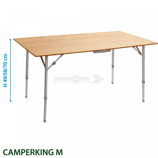 BRUNNER CAMPERKING TAVOLO PIEGHEVOLE DA CAMPEGGIO CON STRUTTURA IN METALLO E RIPIANO IN BAMBU' - DISPONIBILE IN 2 MISURE