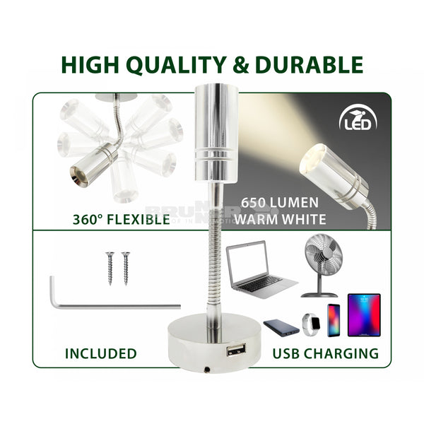 BRUNNER FLEXSPOT LED FARETTO LED DA PARETE 650 LUMENS IDEALE PER CAMPER,CARAVAN E BARCHE