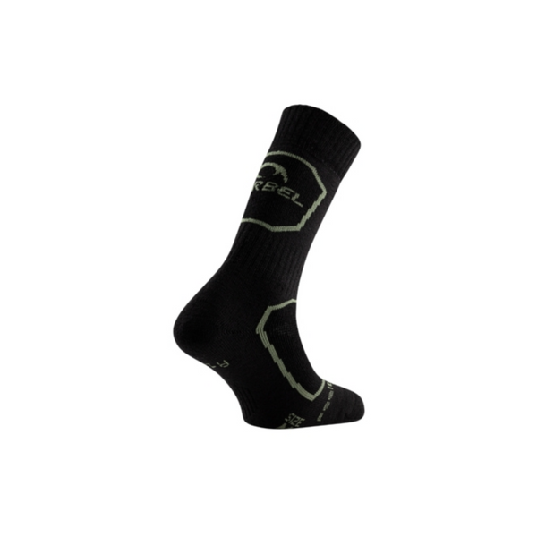 LURBEL EVEREST FIVE CALZE MEZZA ALTEZZA INVERNALI IN LANA MERINO TRASPIRANTI E RINFORZATE - COLORE: BLACK/LIGHT GREEN