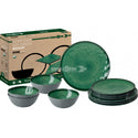 BRUNNER MIDDAY VENETIAN SEA GREEN SET PIATTI IN MELAMINA DA 12 PEZZI CON FONDO ANTISLIP