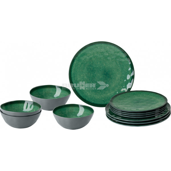 BRUNNER MIDDAY VENETIAN SEA GREEN SET PIATTI IN MELAMINA DA 12 PEZZI CON FONDO ANTISLIP
