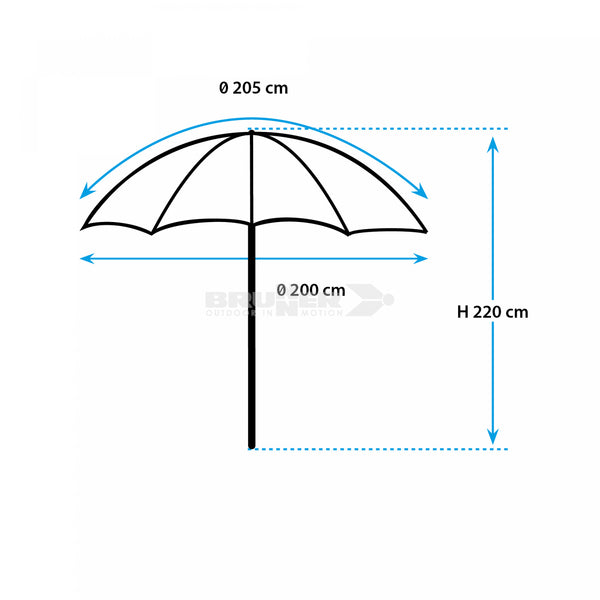 BRUNNER ONDA PARSOL OMBRELLONE 205/200 x H220 cm CON BORSA PER IL TRASPORTO INCLUSA