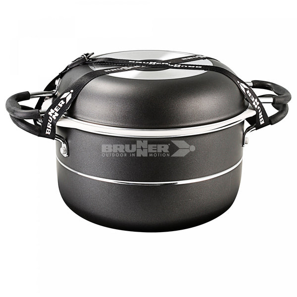 BRUNNER PIRATE 9+1 Ø 24cm SET PENTOLE SALVASPAZIO IN RESISTENTE ACCIAIO INOX