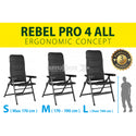 BRUNNER REBEL Comoda sedia pieghevole con schienale reclinabile a 5 posizioni - DISPONIBILE IN 3 MISURE E 2 COLORI
