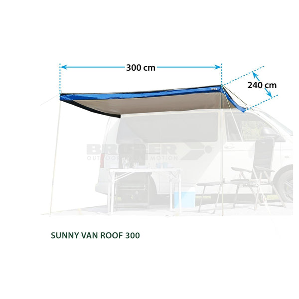 BRUNNER SUNNY VAN ROOF TENDALINO PARASOLE PER VAN - FISSAGGIO TRAMITE PROFILO DI SCORRIMENTO - DISPONIBILE IN 2 MISURE