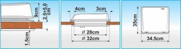 FIAMMA VENT 28 F OBLÒ SENZA VENTILATORE 28x28 - COLORE: WHITE