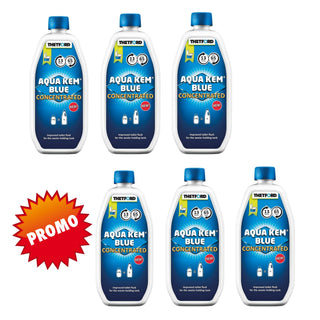 THETFORD AQUA KEM BLUE CONCENTRATO 6 FLACONI DA 0,75 LT - IN PROMOZIONE!