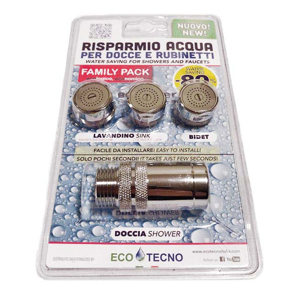 ECOTECNO FAMILY PACK RISPARMIATOR D'ACQUA DEL RUBINETTO E DELLA DOCCIA FINO ALL' 85% - FACILI E VELOCI DA INSTALLARE