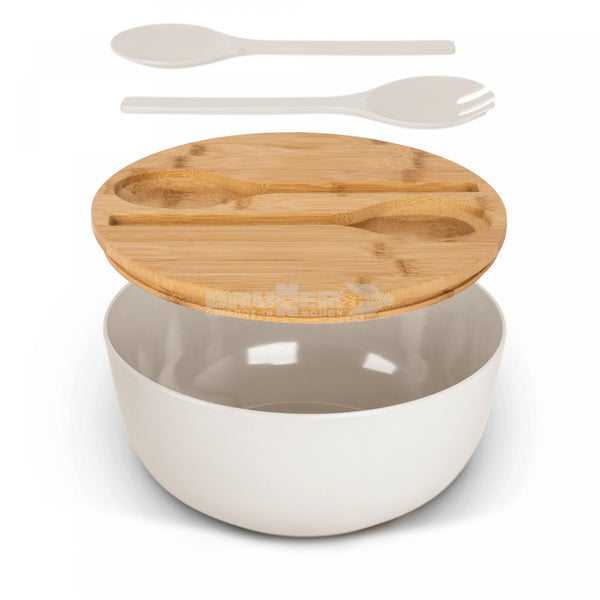 BRUNNER GREENKICK INSALATIERA IN BAMBOOE MELAMINA CON POSATE CON FONDO ANTISCIVOLO