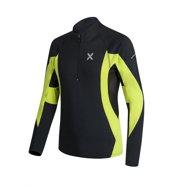 MONTURA RUN ENERGY ZIP MAGLIA LEGGERA E TRASPIRANTE IDEALE PER CORSA Colore Antracite/Verde Lime
