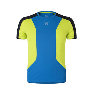 MONTURA SPEED FLY T-SHIRT UOMO LEGGERA E TRASPIRANTE Colore Celeste/Verde Lime