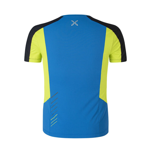 MONTURA SPEED FLY T-SHIRT UOMO LEGGERA E TRASPIRANTE Colore Celeste/Verde Lime