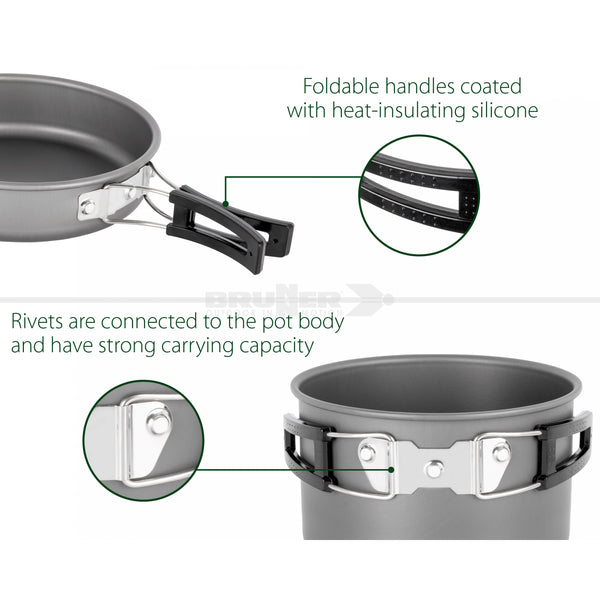 BRUNNER PACKPOT ULTRALITE 20 Set popote salva-spazio Outdoor in alluminio anodizzato per 4/5 persone