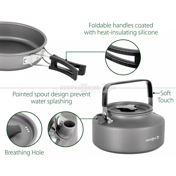 BRUNNER PACKPOT ULTRALITE 18 Set popote Outdoor in alluminio anodizzato per 3/4 persone.